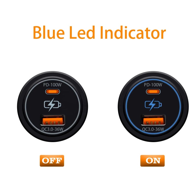 Bluejw 12V/24V Dual USB Car Charger, PD 100W Type C & 36W Type A Quick Charging Power Socket Adapter for Automobile, Boat, RV, Camper, Yacht - Image 5